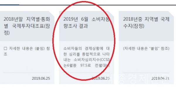 한국은행이 25일 발표한 소비자심리지수[사진=한국은행 제공]